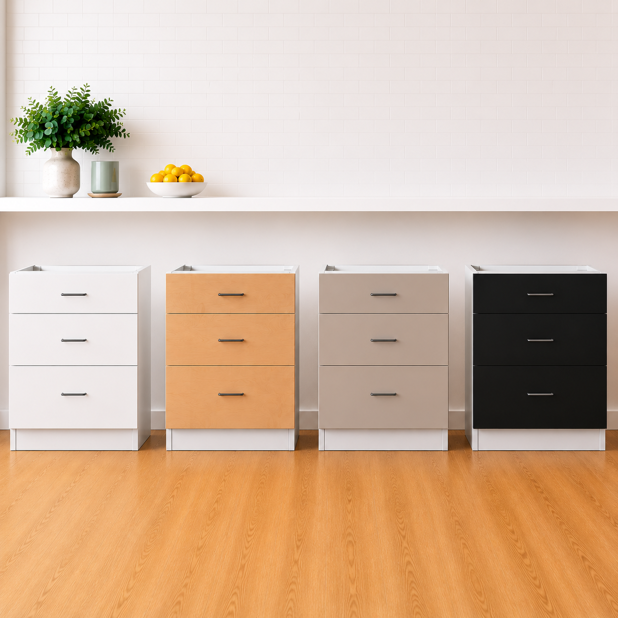 Stock Line 3-Drawer Base Cabinet 9" to 22"