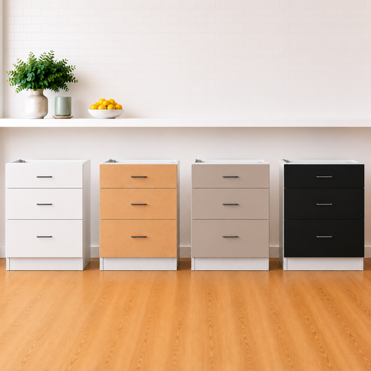 Stock Line 3-Drawer Base Cabinet 23" to 36"
