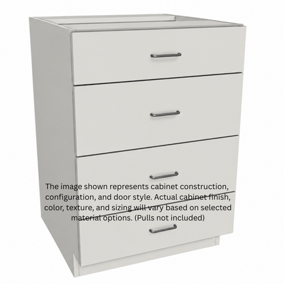 Stock Line 4-Drawer Base Cabinet 9" to 22"