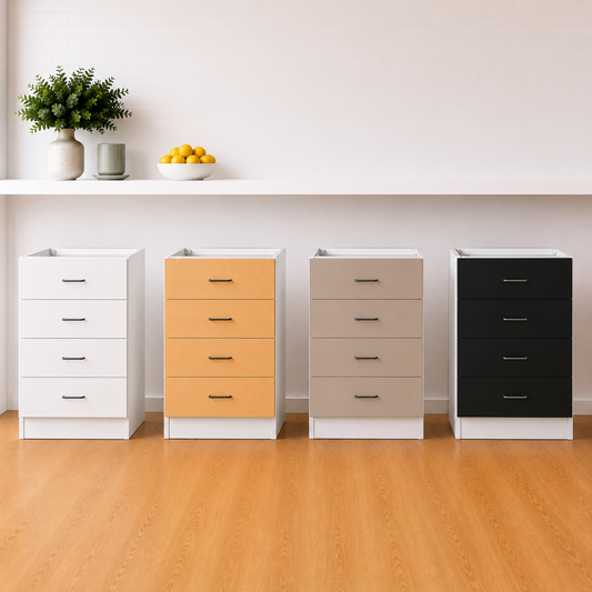 Stock Line 4- Equal Drawer Base Cabinet 9" to 22"